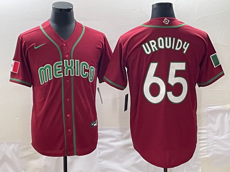 Men 2023 World Cub Mexico 65 Urquidu Red Nike MLB Jersey8